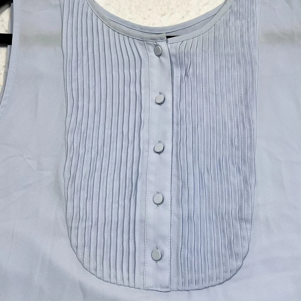 J. Crew Top Sleeveless Blouse Tuxedo Lightweight Blue Women's Large‎